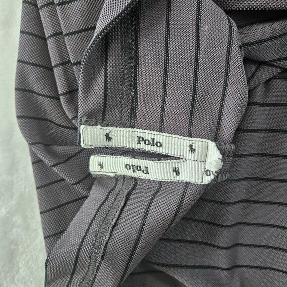 Polo Ralph Lauren Men's Size XL Polo Golf Shirt Short Sleeve Gray Black Stripes - Picture 5 of 8